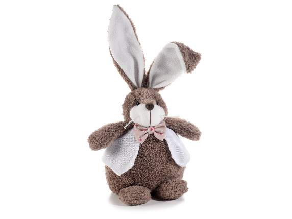 Big-bellied plush bunny with waistcoat and bow tie