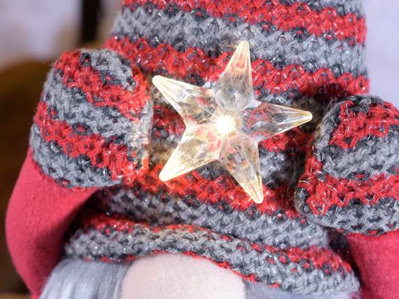 Santa Long Legs Fabric Silver Threads with LED Star Light