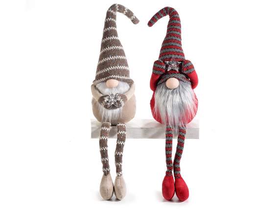 Santa Long Legs Fabric Silver Threads with LED Star Light