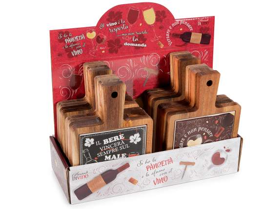 Acacia wood and ceramic cutting board and wine-themed decors