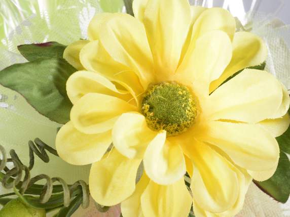 Bouquet with fabric anemone, berries and small flowers