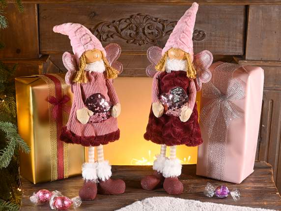 Fabric and plush angel quilted with sequin heart