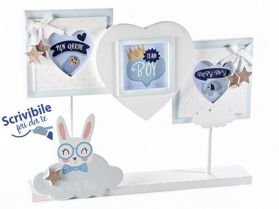 Wooden photo holder for children with 3 frames to place on