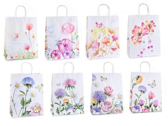 Sachet-bag large floral watercolor effect paper
