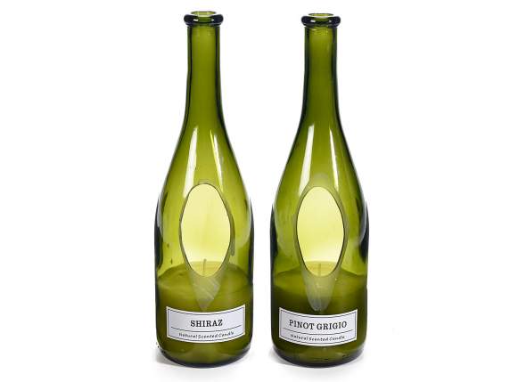 Wine scented candle in glass bottle