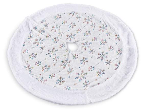 Fabric and eco-fur tree rug with snowflakes