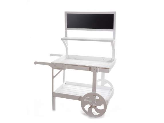 Wooden display and decorative cart 3 shelves with blackboard