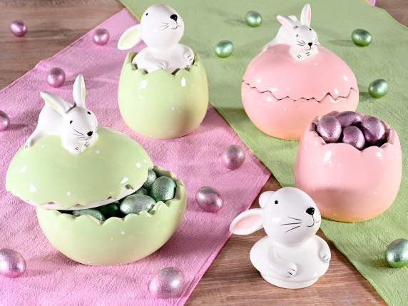 Colorful Ceramic Bunny Egg Container