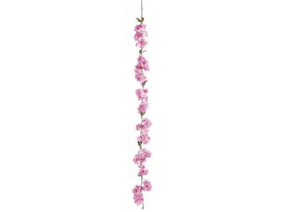 Artificial cherry blossom garland branch made of fabric
