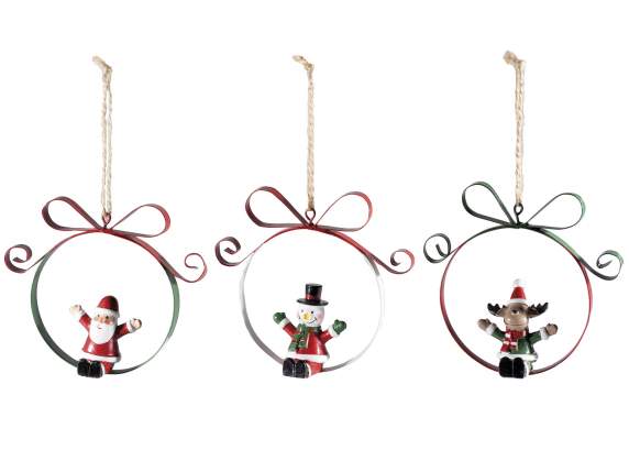 Metal decoration with resin character to hang