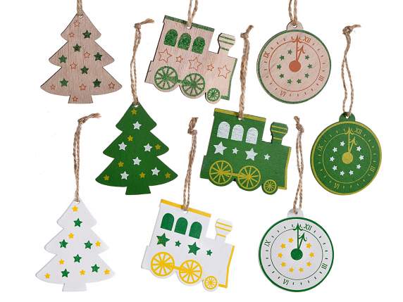 Display 72 wooden Christmas decorations to hang