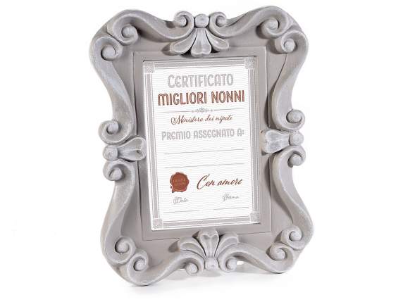 Decorated resin photo holder to stand for grandparents