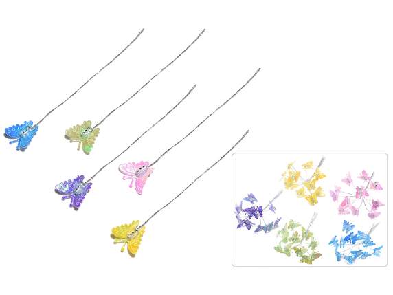 Iridescent butterfly with moldable stem