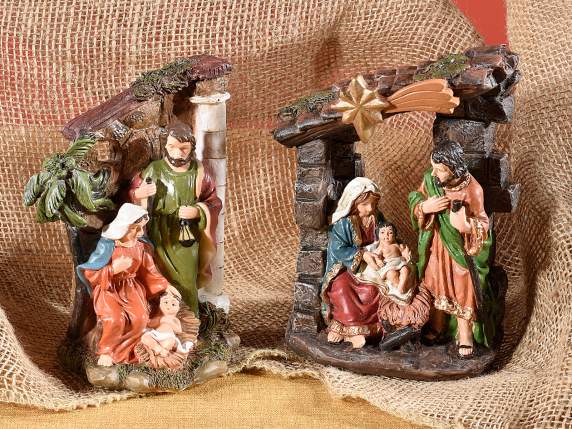 Nativity scene in colored resin to be placed on a table