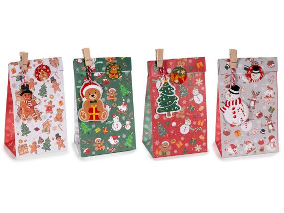 Paper bag without handles with clip, tag, sticker