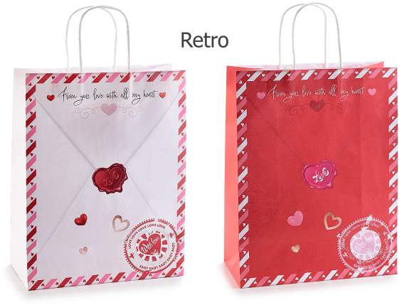 Large paper bag-envelope with Valentines Day print