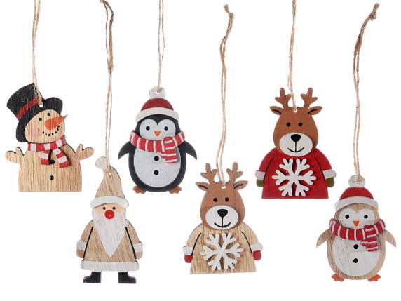 Display with 72 Xmas wooden decorations to hang