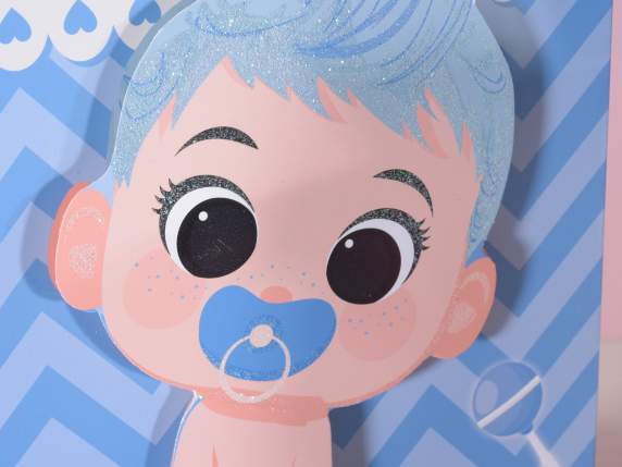 Medium paper bag-envelope with 3D baby birth decorations
