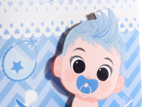 Medium paper bag-envelope with 3D baby birth decorations