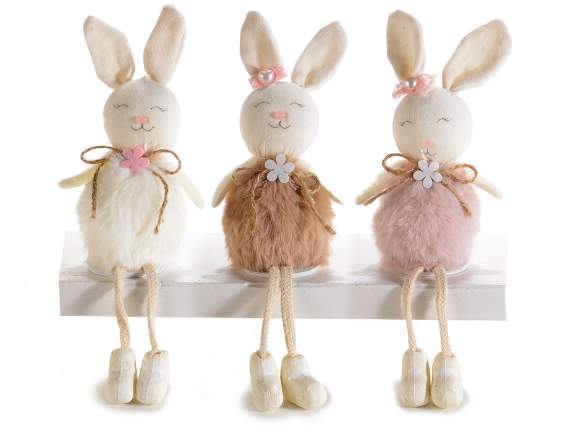 Soft eco-fur long legged bunny to lay down