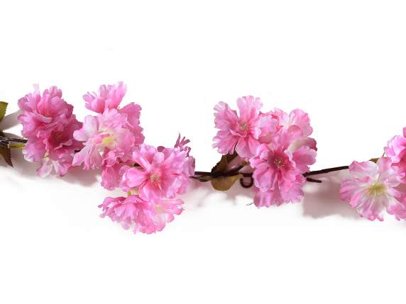 Branch wreath of artificial cherry blossoms made of fabric