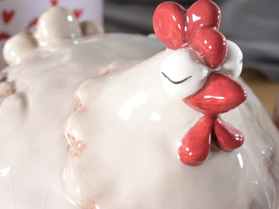 Ceramic chicken jar with metal base