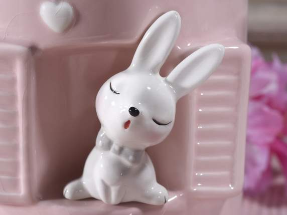 Ceramic food jar with bunny in the window