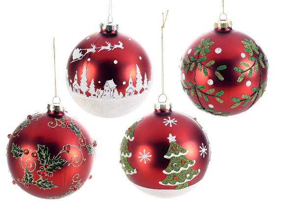 Glass bauble with decorations to hang on display
