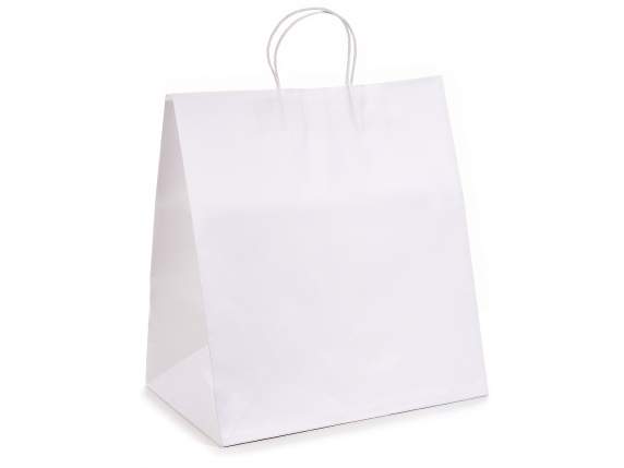 Large, wide-based white paper bag-envelope