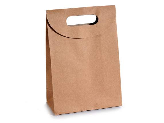 Small natural paper envelope with velcro closure and handle