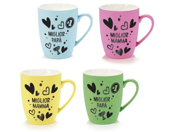 Rubber effect matt porcelain mug Best mum-dad