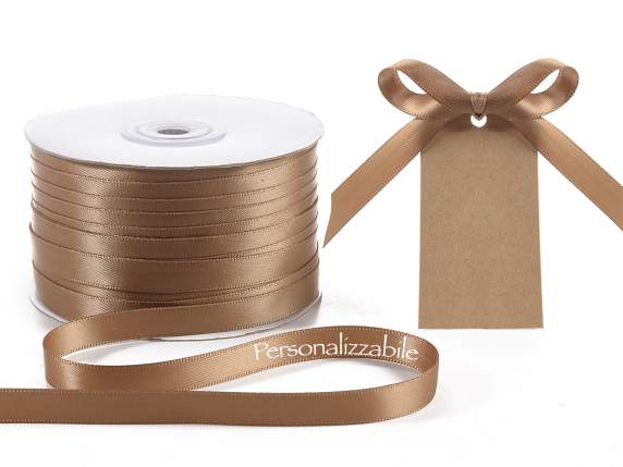 10mm cappuccino double satin ribbon personalized