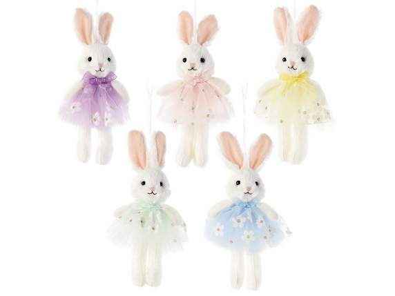 Bunny with flowered tulle dress to hang