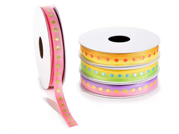 9mm two-tone fabric ribbon with polka dots