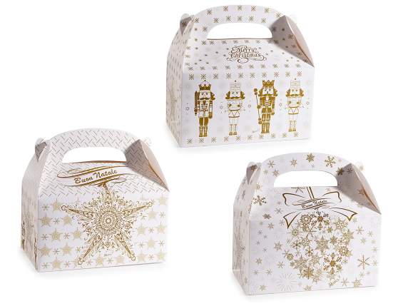 Paper trunk box with handle and Christmas print