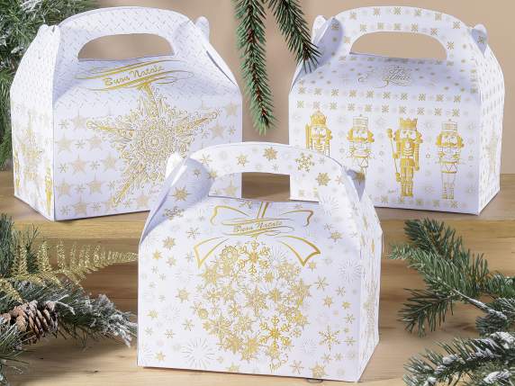 Paper trunk box with handle and Christmas print