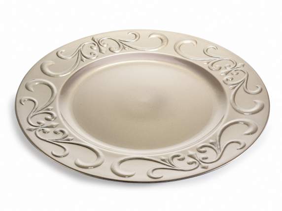 Plastic champagne coaster decorated with motifs on the edge