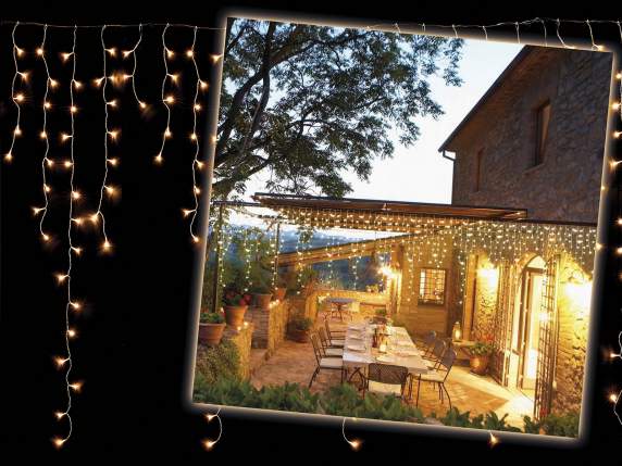 Rain light 80 hanging strands, 656 warm white LEDs