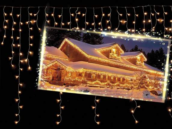 Rain light 80 hanging strands, 656 warm white LEDs