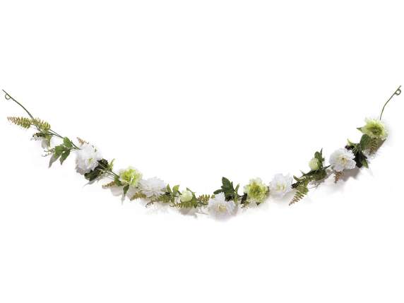 Branch wreath with artificial peonies and berries to hang