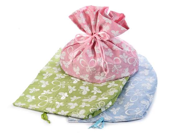 Dove holder bag in butterfly print fabric and tie rod