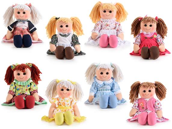 Large stuffed cloth doll with colorful clothes