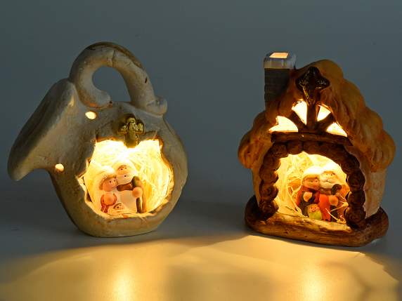 Crib in colored terracotta with warm white LED light
