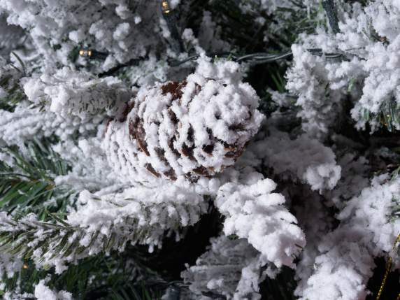 Super snowy artificial pine tree Canada w-pine cones H210-16