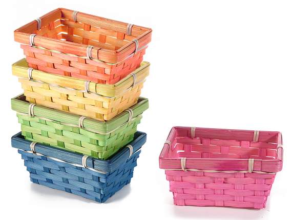 Rectangular colored bamboo basket