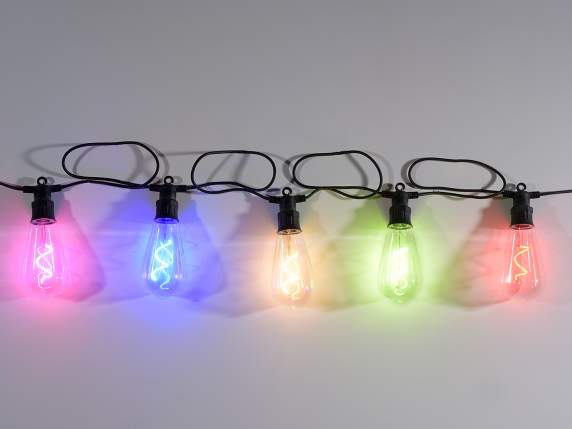 Wire colored led lights neon effect 5Mt with 10 bulbs