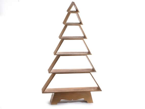 Brushed gold effect wooden Christmas tree with 6 shelves