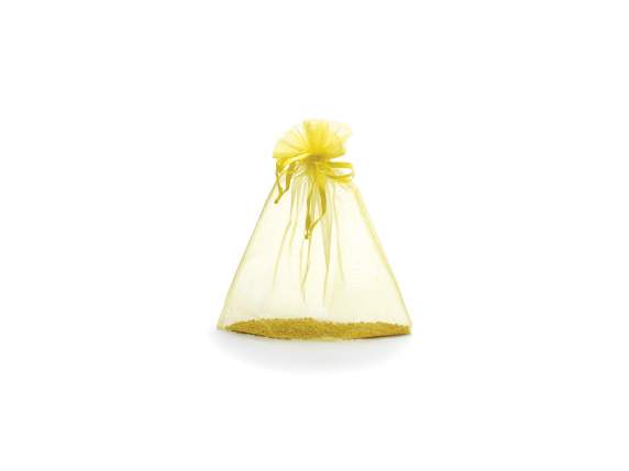 Lemon yellow organza bag 23x30 cm with tie