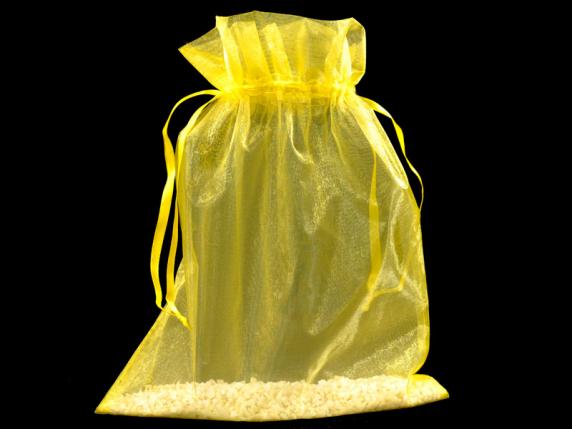 Lemon yellow organza bag 23x30 cm with tie