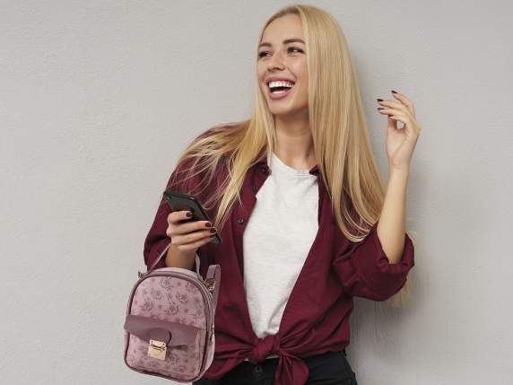 Zainetto-Borsa in similpelle Foulard con tasca frontale